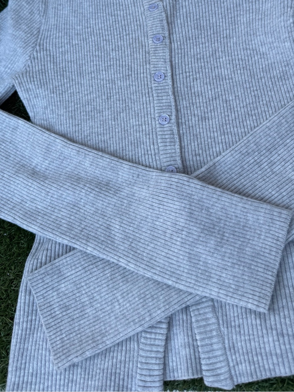 Princess Polly Suzu Long Sleeve Knit Top Grey Ribbed Button-Front Sweater Sz s - Picture 15 of 15